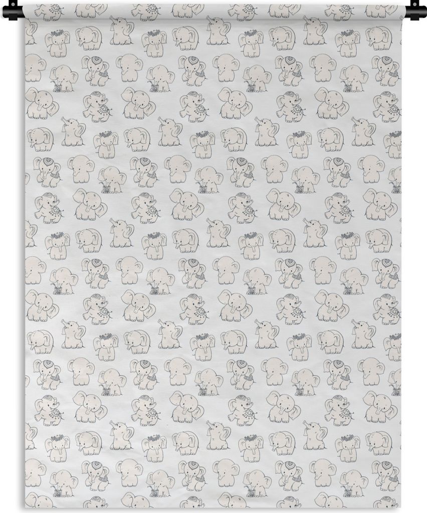 MuchoWow Wandteppich Wandbehang Elefant - Schnittmuster - Baby 150x200 cm Tapisserie Dekoration Wandtuch - Wandaufhängung - Moderner