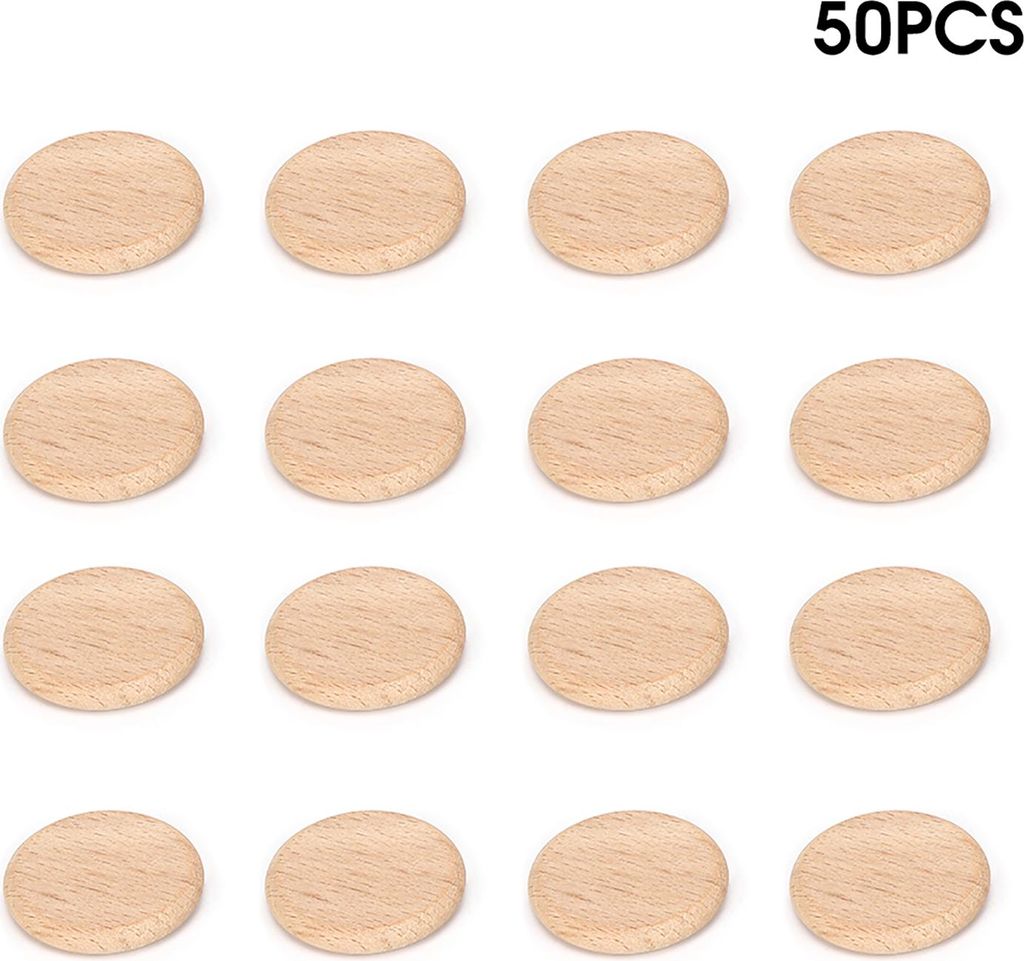 50pcs runde hölzerne leere Scheiben Buchenchip No Loch DIY Hand gemachtes Dekorationszubehör (3,8 cm)