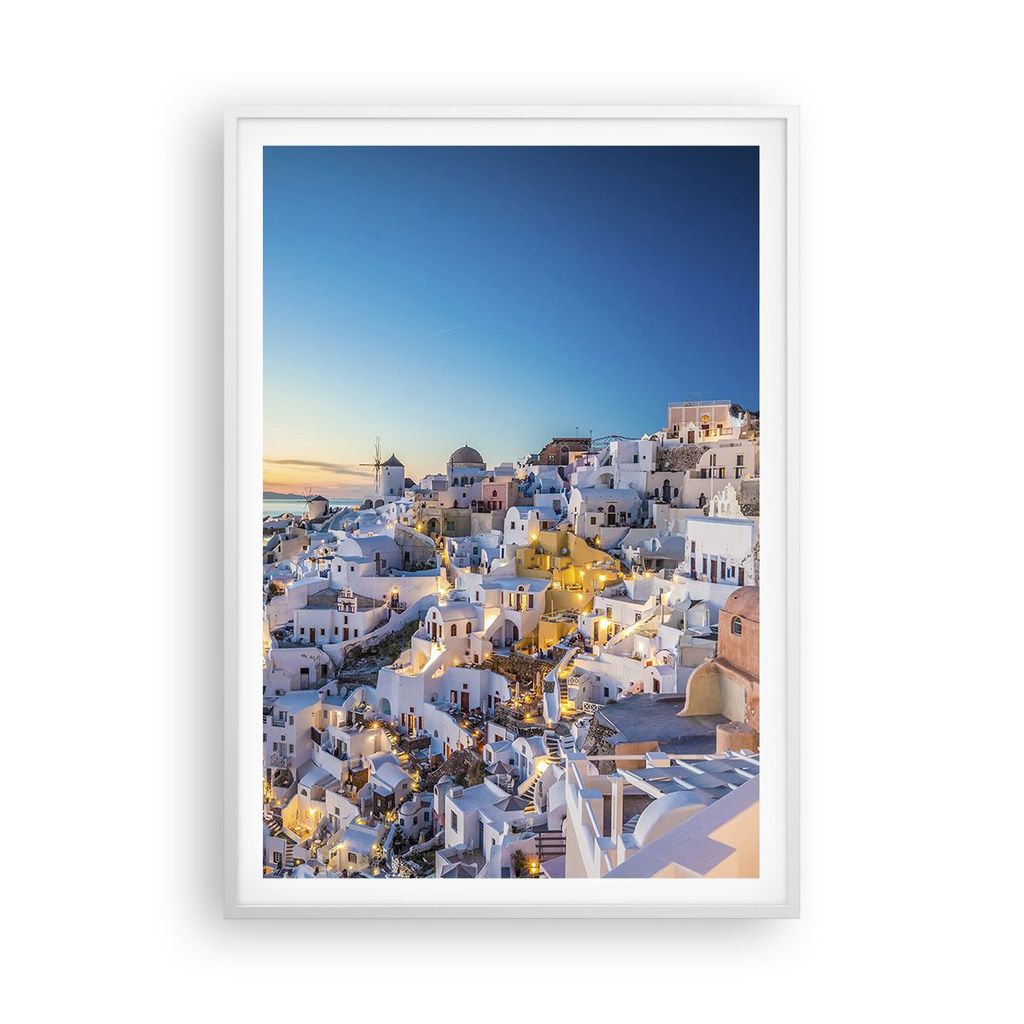 Gerahmtes Poster - Weißer Rahmen - Griechenland Insel Sommer - 70x100 cm - Wand Bild - Wanddeko - Wandbilder - Wandposter - Bilderrahmen - Bilder ...
