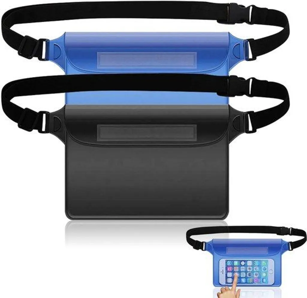 Housse étanche pour smartphone - Lot de 2 Noir/Bleu - Tactile et réglable