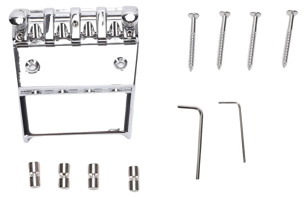 Chevalet de basse 4 cordes chromé avec pontets réglables de 18 mm