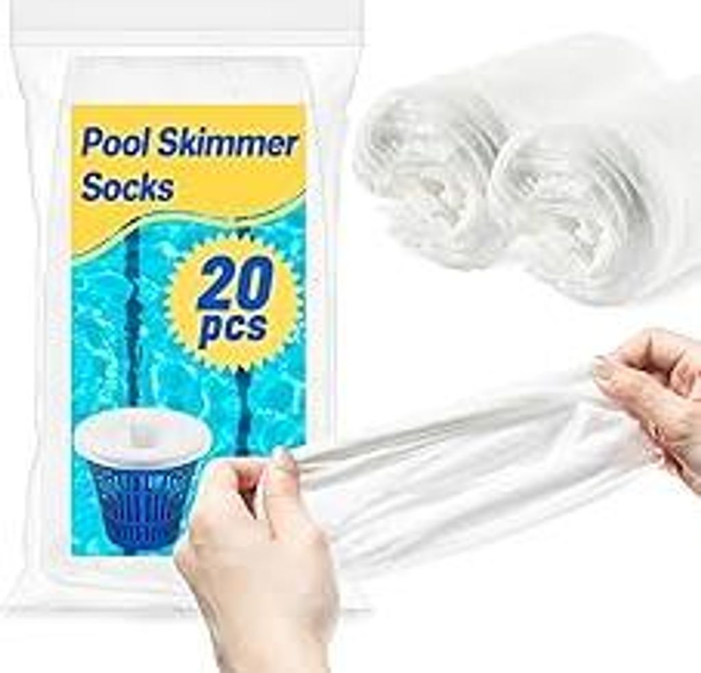Sukh 20 Stück Pool Skimmer Socks - Water Filter Sock,Pool Skimmer Socken,Filterstrumpf,Pool Skimmer Basket Sock,Pool Skimmer Net für Entfernt Sch...
