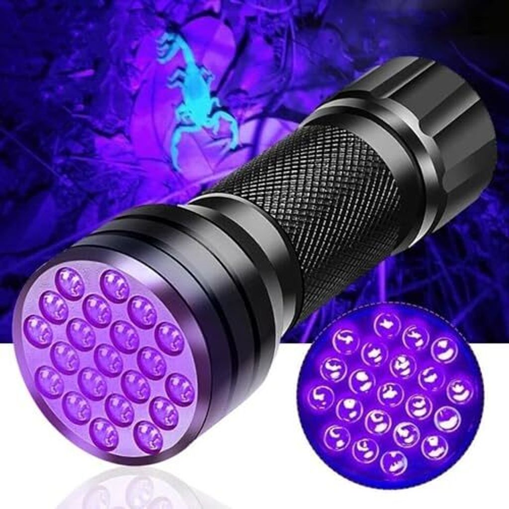 Modoao Mini LED UV -Torch, tragbares Licht 21 Perlen, wasserdichte Taschenlampe, Haustierurinfärbendetektor, Schwarzlicht, Torch 395 nm (1 Pack)