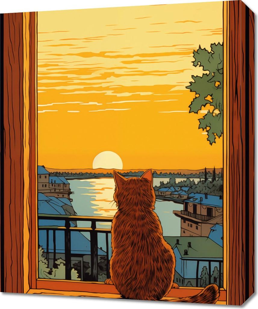 Bild 50x60cm Sonnenuntergang durch Katzenaugen