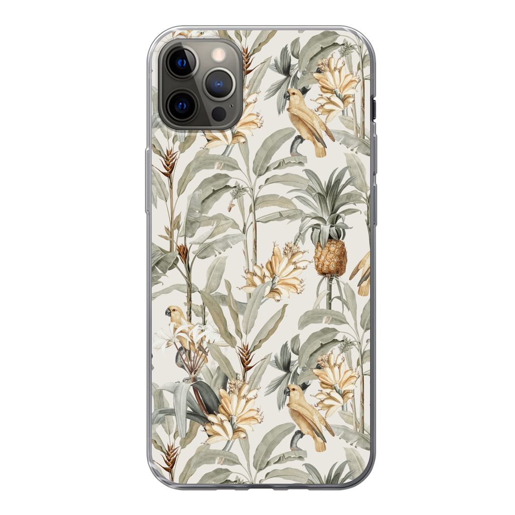 MuchoWow Handyhülle Schutzhülle Hülle für iPhone 13 Pro Max Blume - Ananas - Tropisch Silikon Softcase Handy Hülle - Mobiltelefon