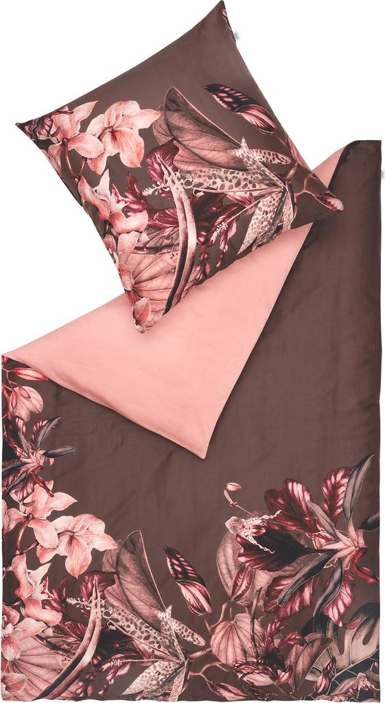 Schöner Wohnen Satin-Bettwäsche-Garnitur Amalia Farbe burgundy Größe 155x220+80x80