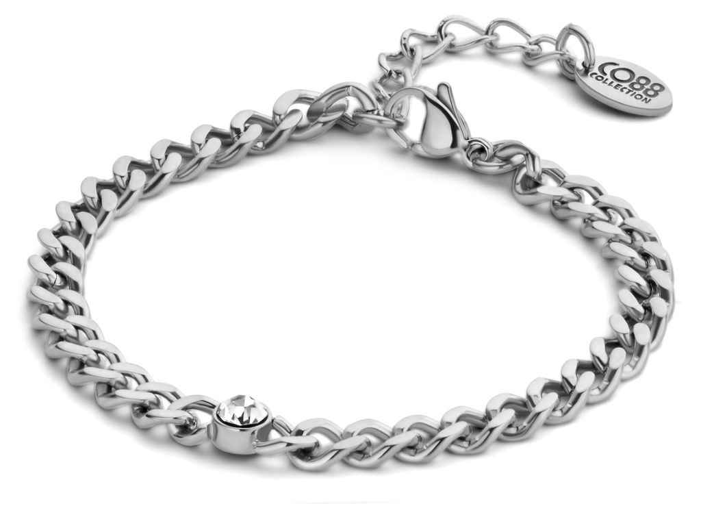 CO88 Collection 8CB-90711 Damenarmband aus Stahl – Gourmet – Zirkonia – 5 mm – 16,5+3 cm – silberfarben