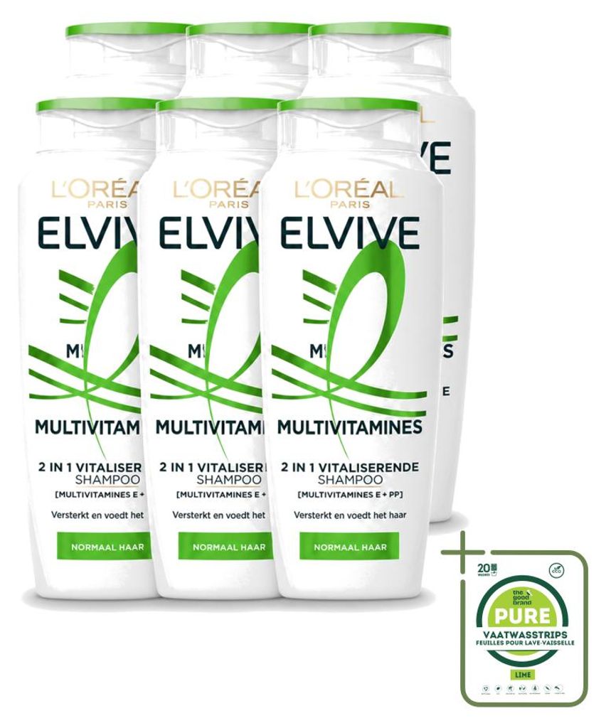 6 kusov šampónu L'Oréal Paris Elvive Multivitamines 2 v 1, Obrázok produktu 