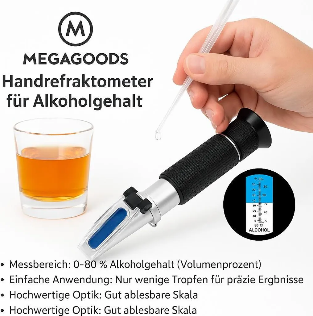 Réfractomètre d'alcool 0-80 % avec compensation de température ATC FR