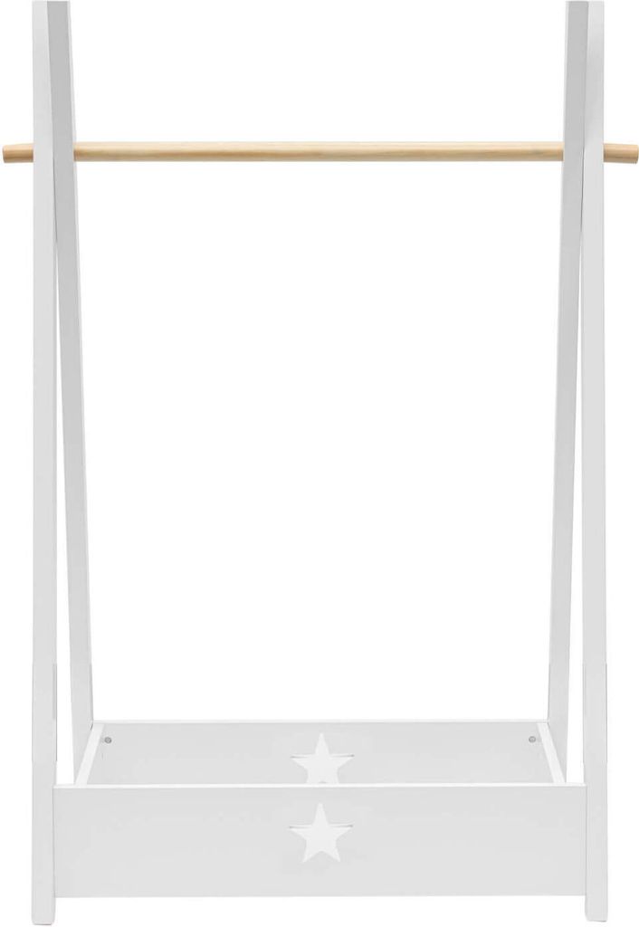 Rebecca Mobili Kindergarderobe aus weißem MDF und braunem Kiefernholz