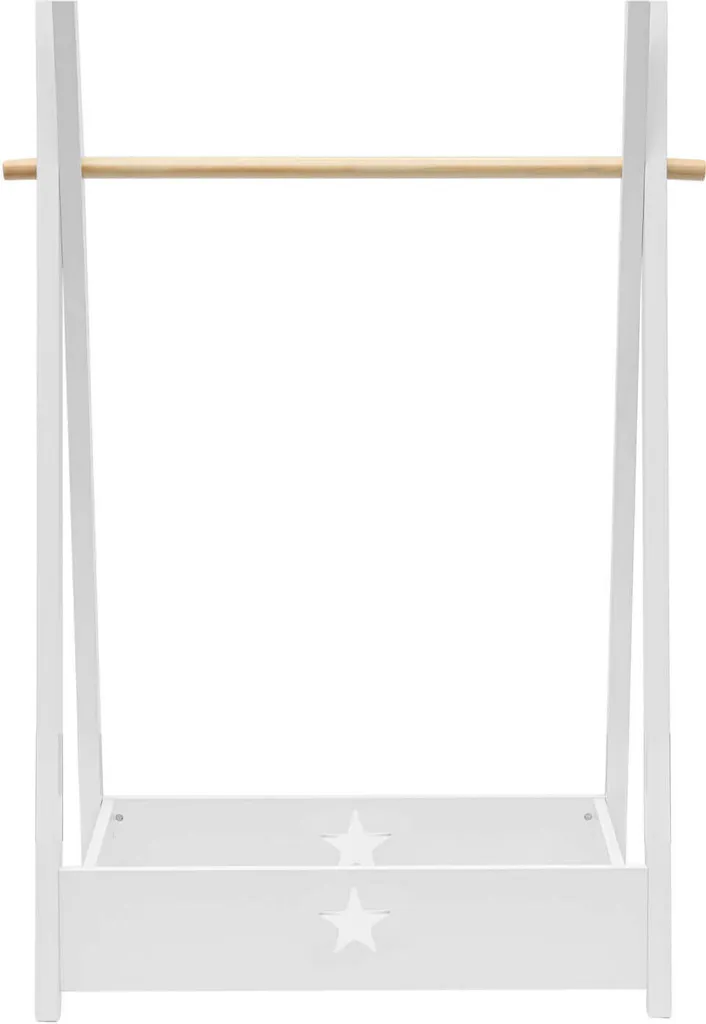 Portant à Vêtements Enfant en Bois de Pin et MDF Blanc Rebecca Mobili