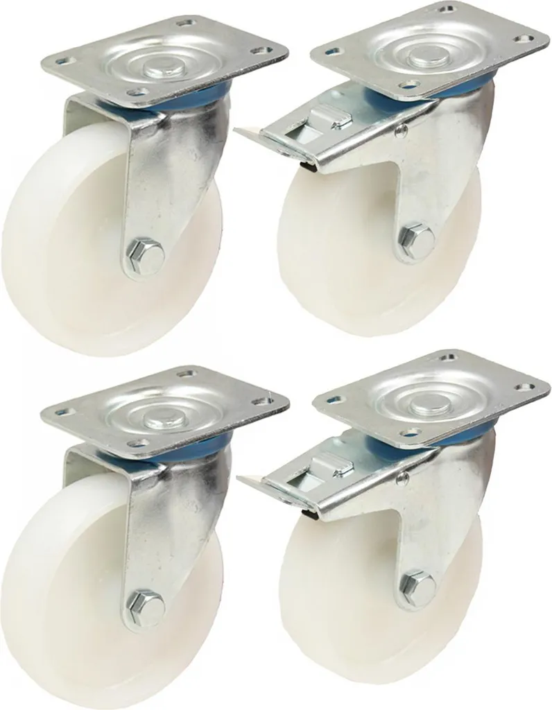Roulettes en nylon robuste 125mm pivotantes avec frein haute résistance