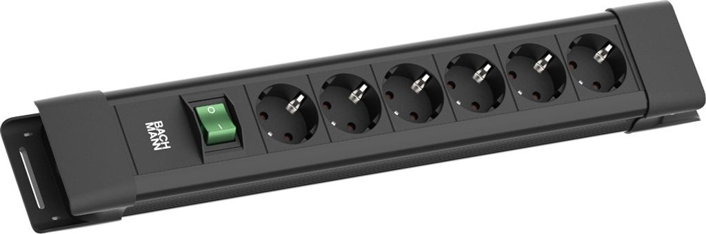 BACHMANN CONNECTUS 6xCEE7/3, 1xSchalter 2,0m CEE7/7 Schwarz