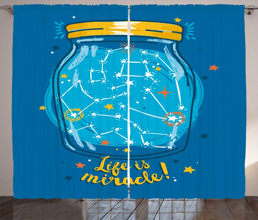 Rideau à boucles et crochets 280 x 225 cm, motif miracle et verre
