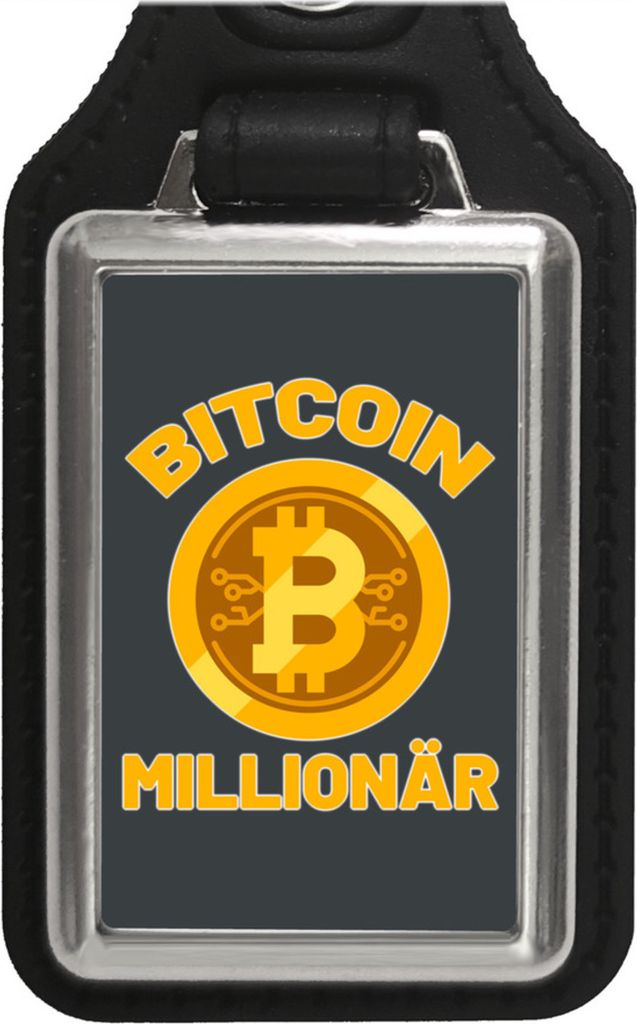 Bitcoin Millionär Kryptowährung Schlüsselanhänger mit Kunstleder-Anhänger in