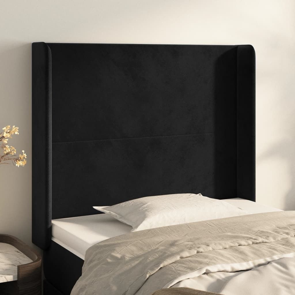 Kopfteil mit Ohren Schwarz 103x16x118/128 cm Samt , Kopfteile Design 2024