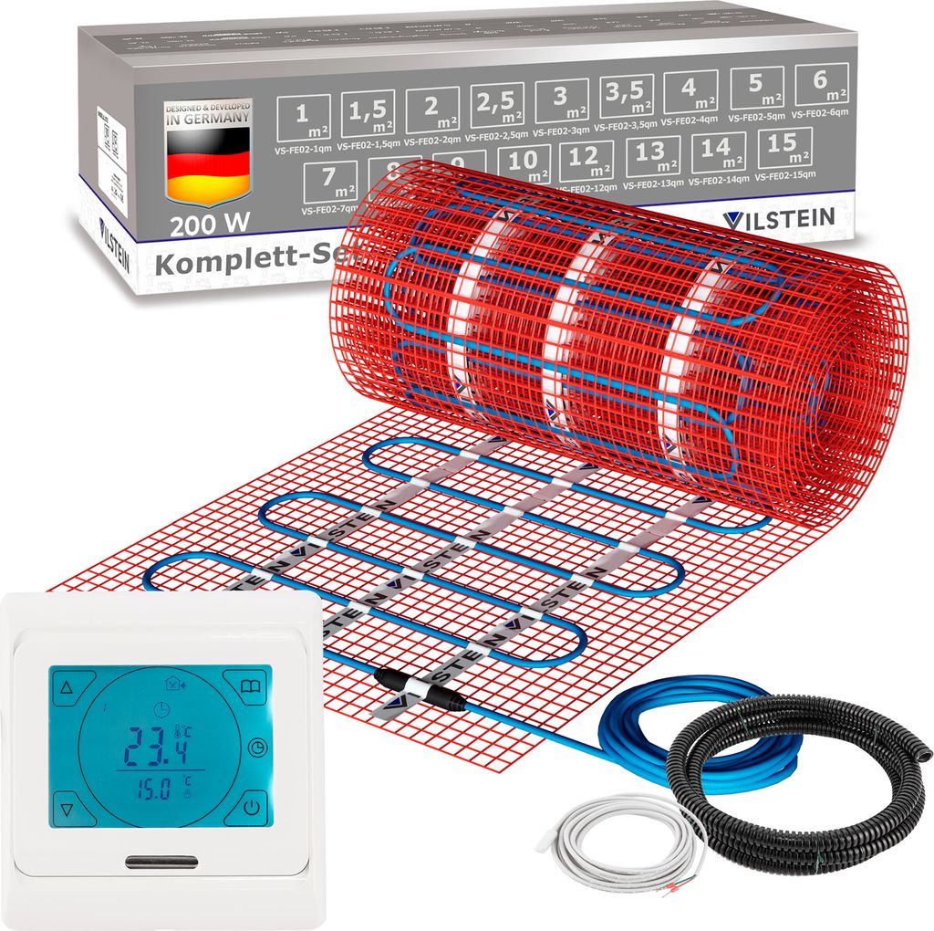 VILSTEIN Elektrische Fußbodenheizung 200W - Komplett-Set - Produktbild 