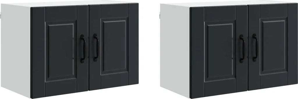 Offerta Set 2 Mobiletti Cucina Neri 60x31x40 - Pensili in Legno