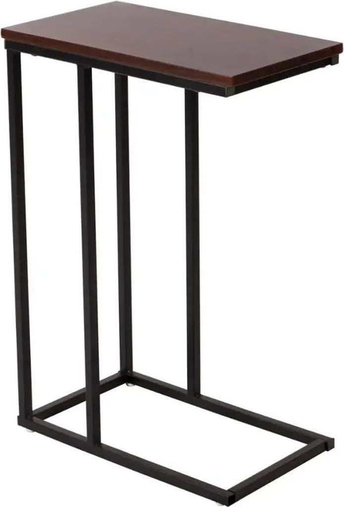 Beistelltisch - Laptoptisch - Rechteckige 45 x 25 cm Tischplatte - Höhe 63,5 cm - Metallgestell - MDF in Mahagoni-Optik - Dunkelbraun
