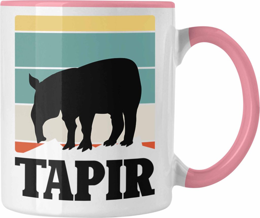 Trendation - Lustige Tapir Tasse Geschenk Tapir Liebhaber Grafik Retro (Rosa)