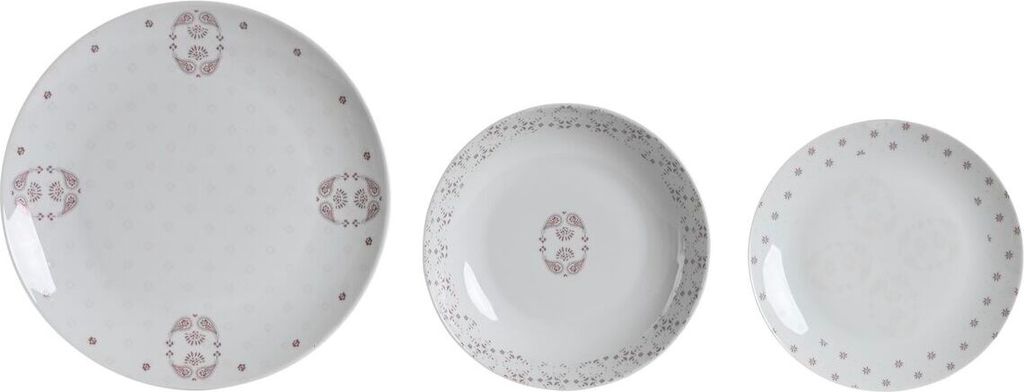 DKD Home Decor Porzellanschalen-Set Rosa Blanco 27 x 27 x 3 cm 18 Stück