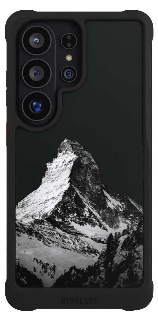 NIVOCASE Hülle für Samsung Galaxy S26 Ultra Stoßfeste Handyhülle NIVOmax Case Schwarz Alpspitze Berg Schnee