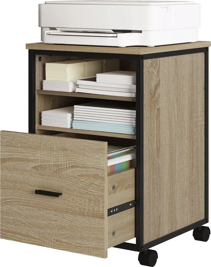 Caisson de Bureau Londres Mobile pour Rangement de Documents en Bois