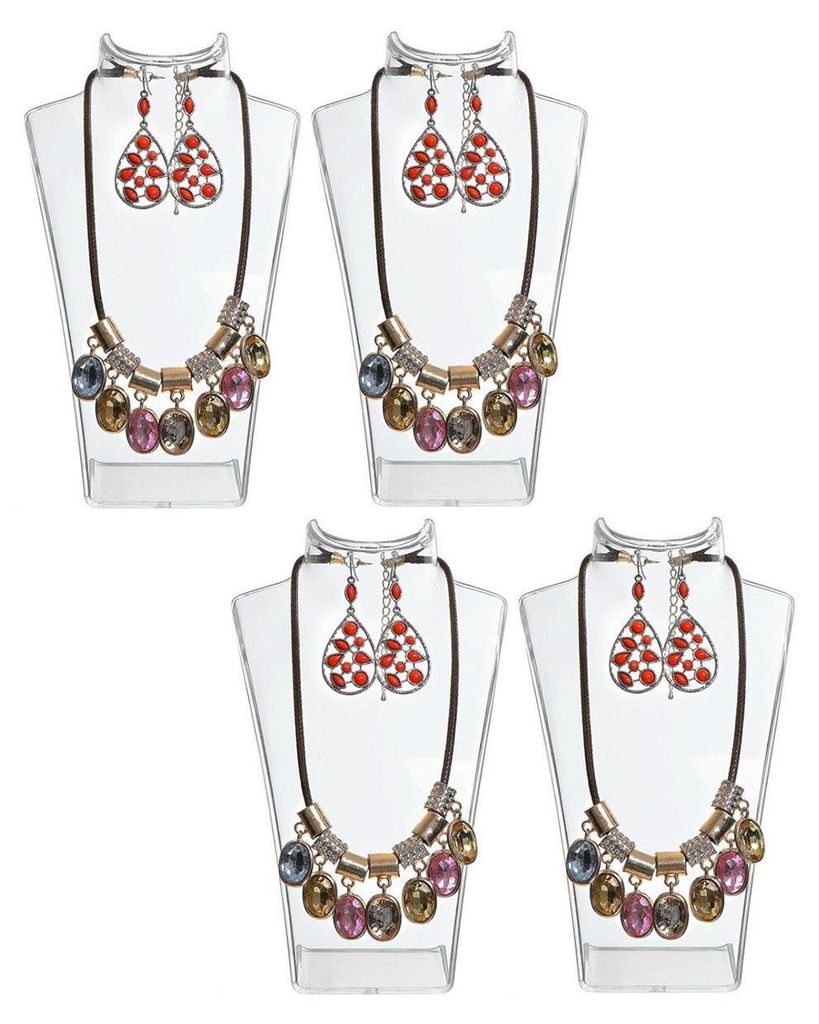 4er Set - Schmuck Display Büste, Halsketten Halter, Schmuckständer aus Kunststoff, Ohrring Halter, Schmuckhalter, Kettenhalter für Juweliere - L...