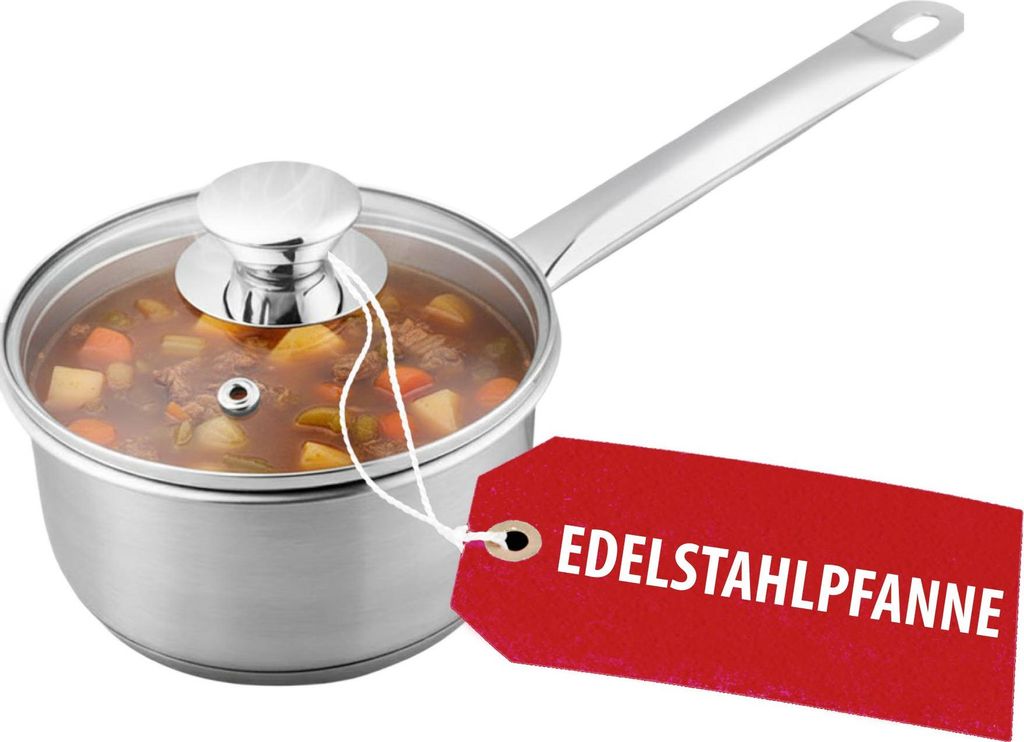 Stielkasserolle MagicHome Chloe, 14 cm, 1 Lit., mit Glasdeckel, Edelstahl