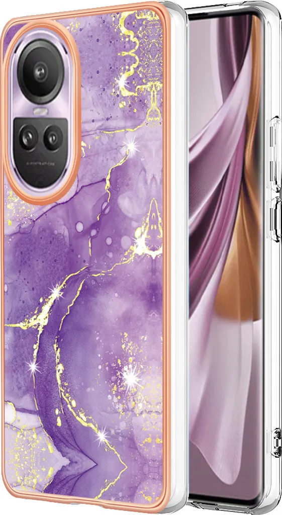 Custodia Marmo per Oppo Reno10 Pro 5G - Cover Sottile TPU Viola