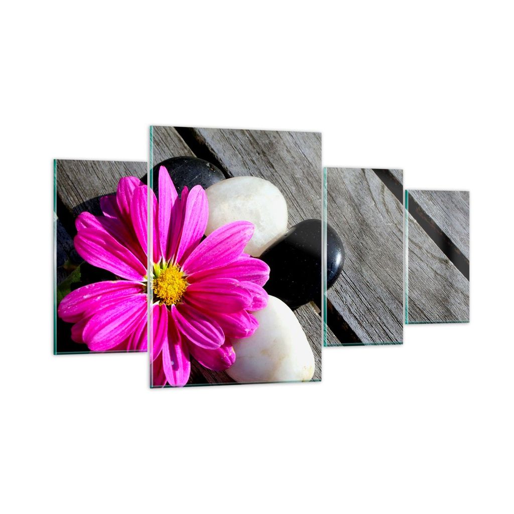 Bilder auf glas - Stein Blume Blütenblätter Chrysantheme - 160x90cm - Glasbilder - Wandbilder - Kunstdruck - Wanddekoration aus Glas - Glas Bilde...