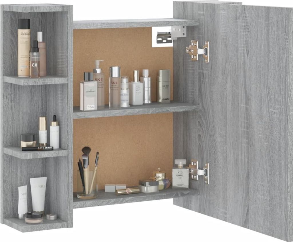 vidaXL Spiegelschrank mit LED Grau Sonoma 70x16,5x60 cm Produktbild 4