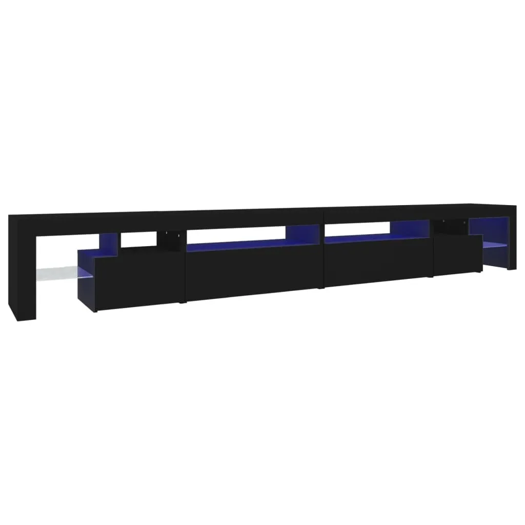 Meuble TV LED Noir 290 cm - Fini les Câbles Visibles et le Désordre