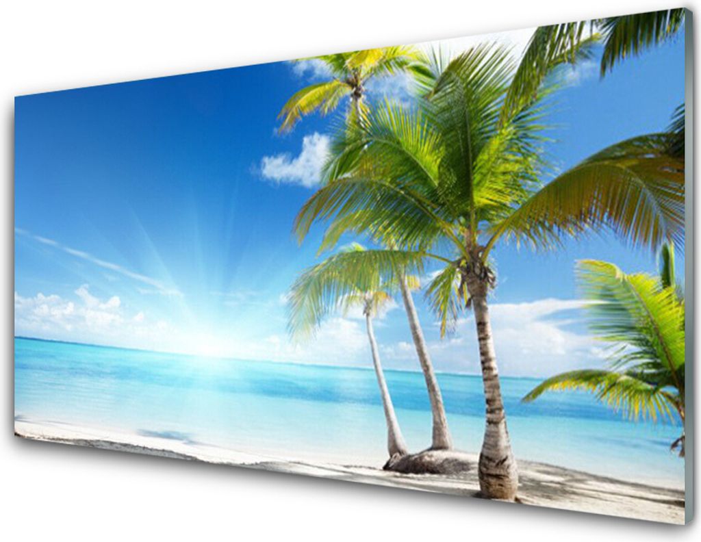 Küchenrückwand aus Glas 100x50cm Spritzschutz Palmen Meer Landschaft