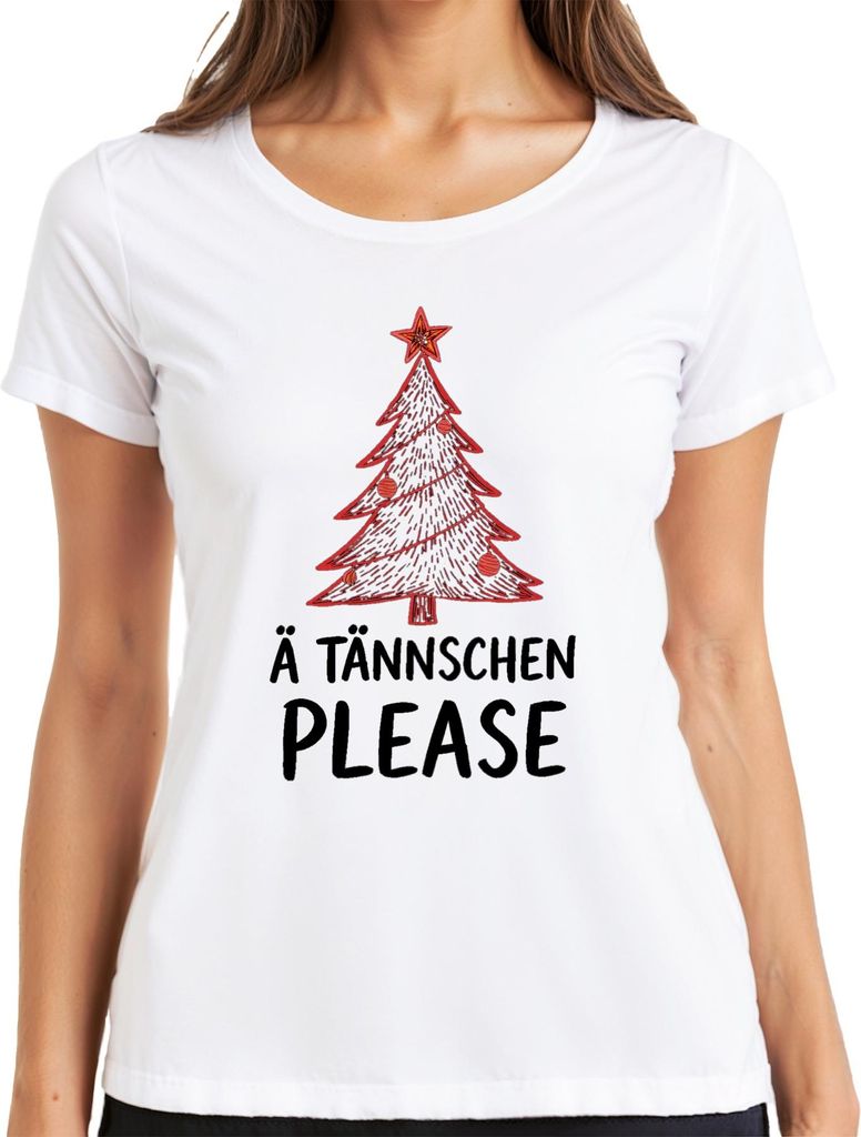 Ä TÄNNSCHEN PLEASE Weihnachtsbaum Tanne Weihnachten Sachsen Dialekt Damen T-Shirt, Weiß, XL