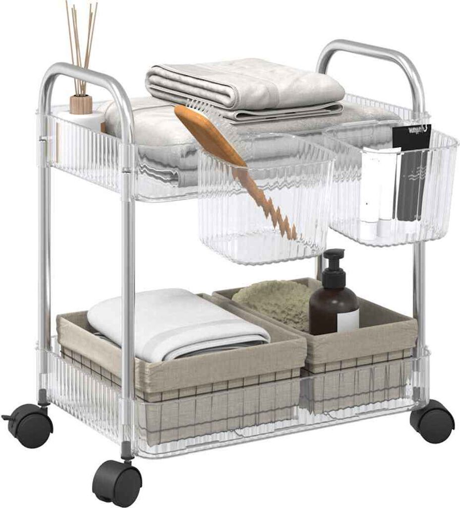 HOMMIE Aufbewahrungswagen 2 Etagen Transparent 37x28x43,5cm Acryl Promotion620595 - Bollerwagen