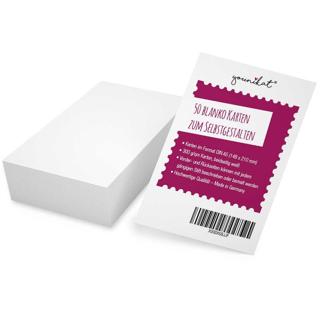 50er Set blanko Bastelkarton DIN A5 - DIY I Zum Selbstgestalten Basteln Malen Beschreiben I Scrapbook-ing, XL Postkarte Einladungskarten I dv_367