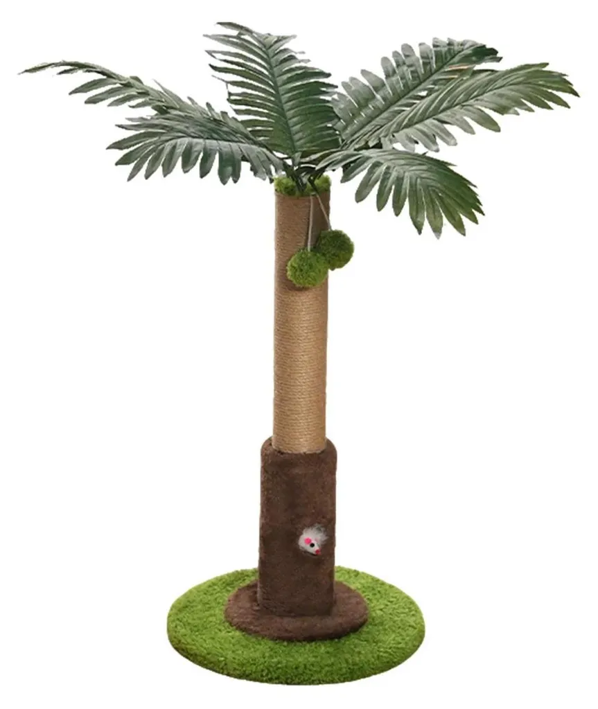 Arbre à chat avec poteau à griffer taille M et balles de jeu suspendues
