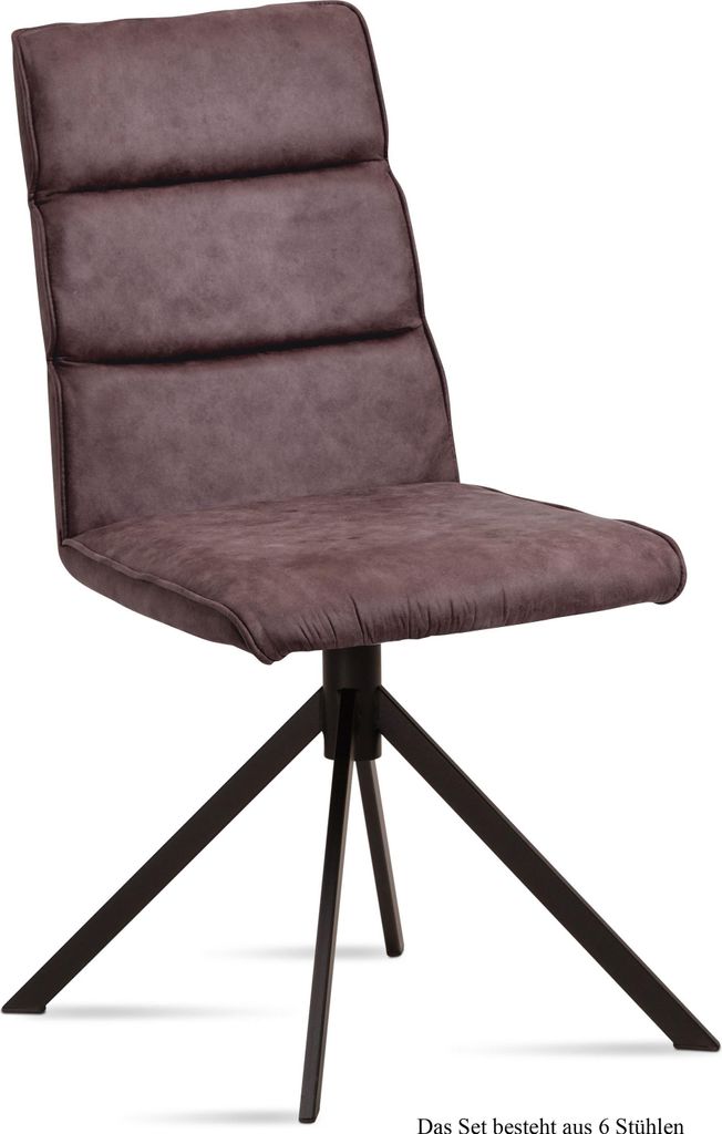Esszimmerstuhl (6er-Set) Drusy 47x92x60 Schwarz/Braun