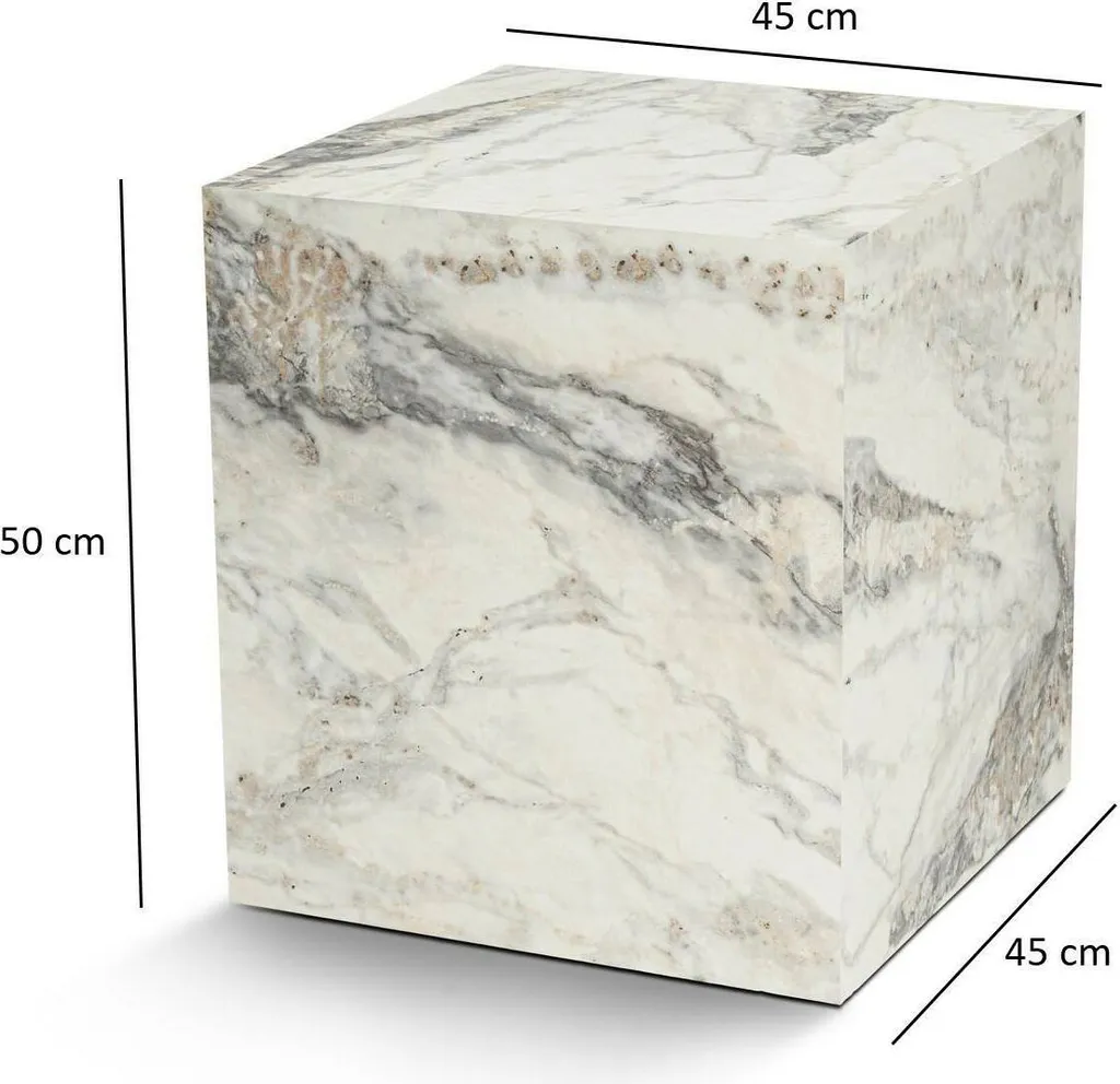 Table basse effet marbre blanc Imogen robuste et compacte 45 cm - 3