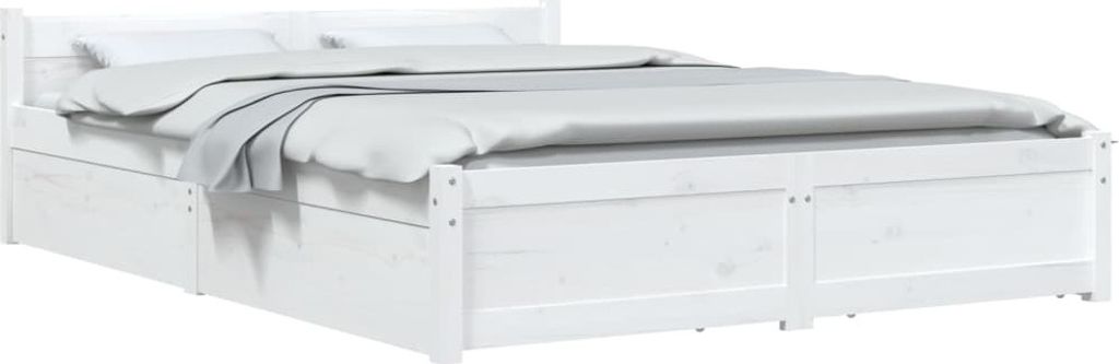 "2026 Aktion"Bett - CLORIS - Doppelbett - Robust und langlebig - mit Schubladen Weiß 140x190 cm - Einfache Montage - - NeuMöbel9564386