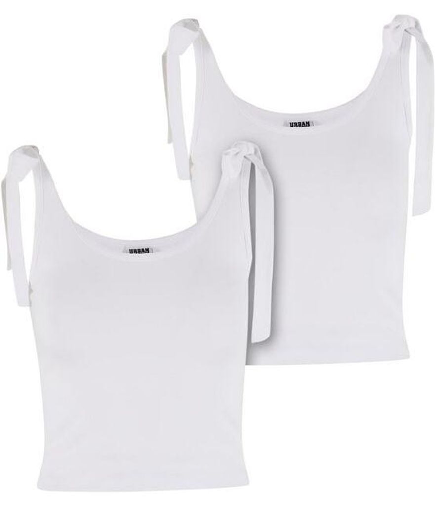 Urban Classics Top Damen Ladies Tied Basic Jersey Top 2-Pack weiß XS