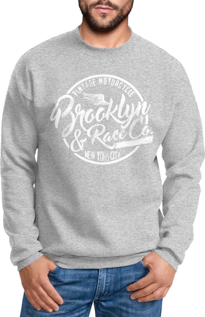 Herren Sweatshirt Pullover Brooklyn Race Neverless grau M