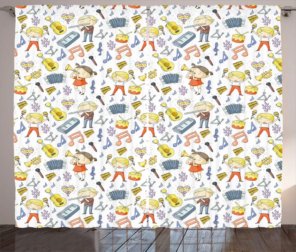 Rideau rustique ABAKUHAUS Théâtre Musical enfant 280 x 225 cm Multicolore