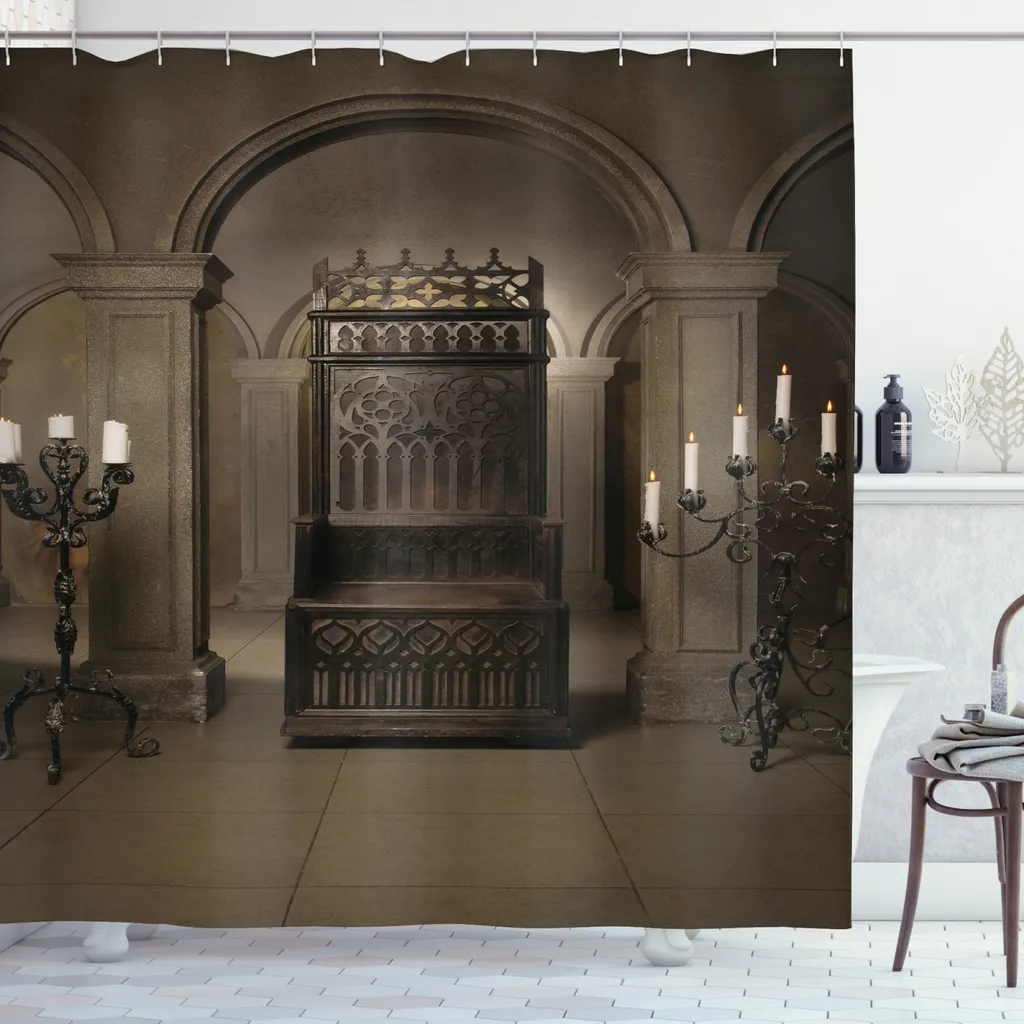 ABAKUHAUS Tenda Doccia Tessuto Gotico Castello 175x180cm