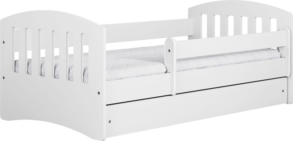 Kocot Kids Kinderbett Classic 1 weiß mit Schublade mit Matratze 180x80 cm