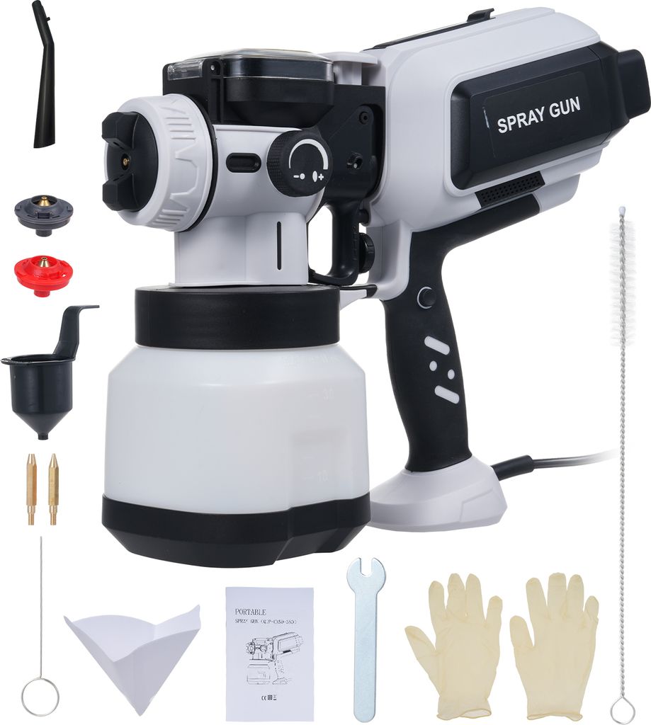 1200ml 650W Elektro Farbsprühsystem Farbsprühgerät mit LED-Licht, 3 austauschbare Düsen (1,0 mm, 1,8 mm, 2,5 mm), Farbsprühpistole für Auto M...