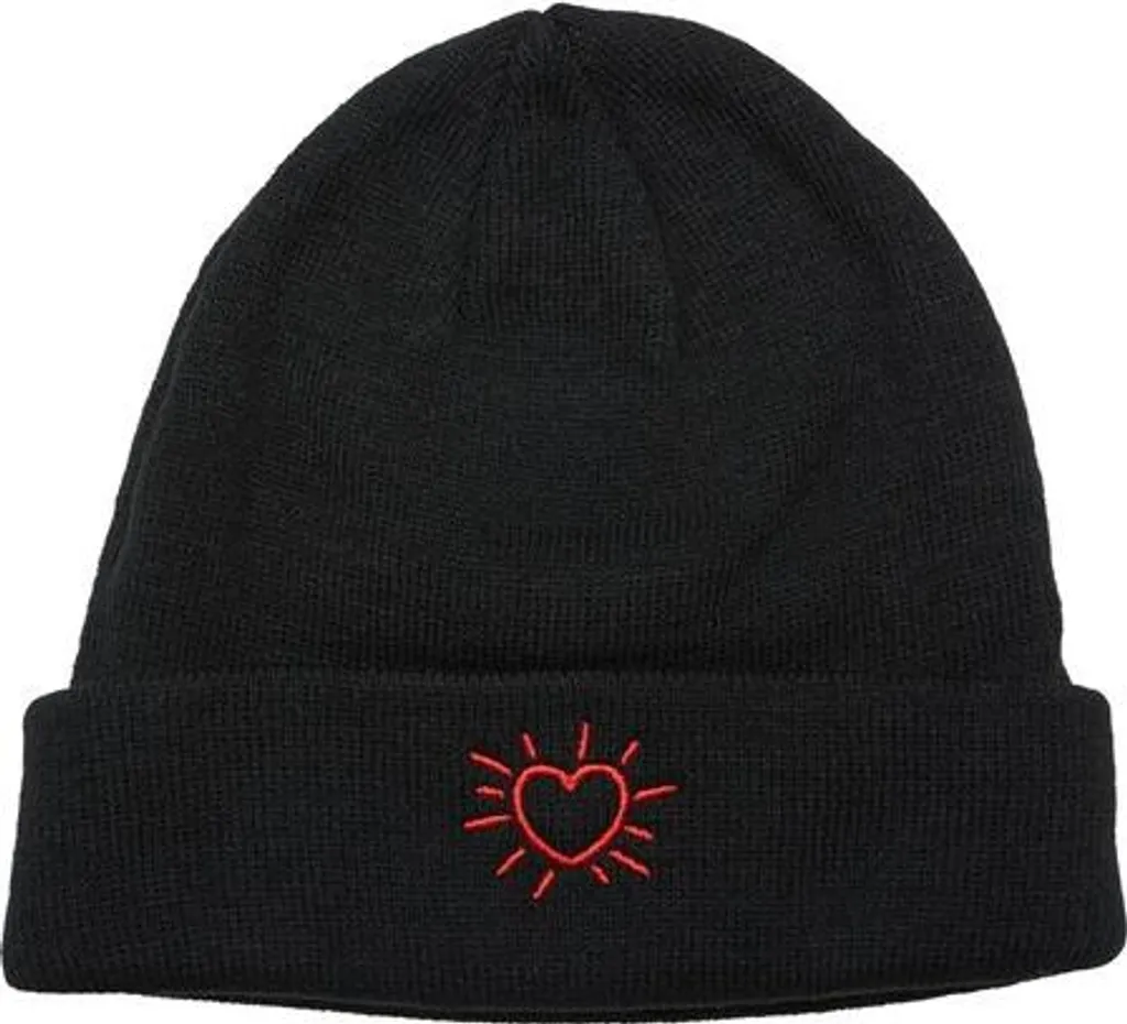 Berretto Nero con Cuore Mr. Tee - Beanie Unisex UNI Glowing Heart