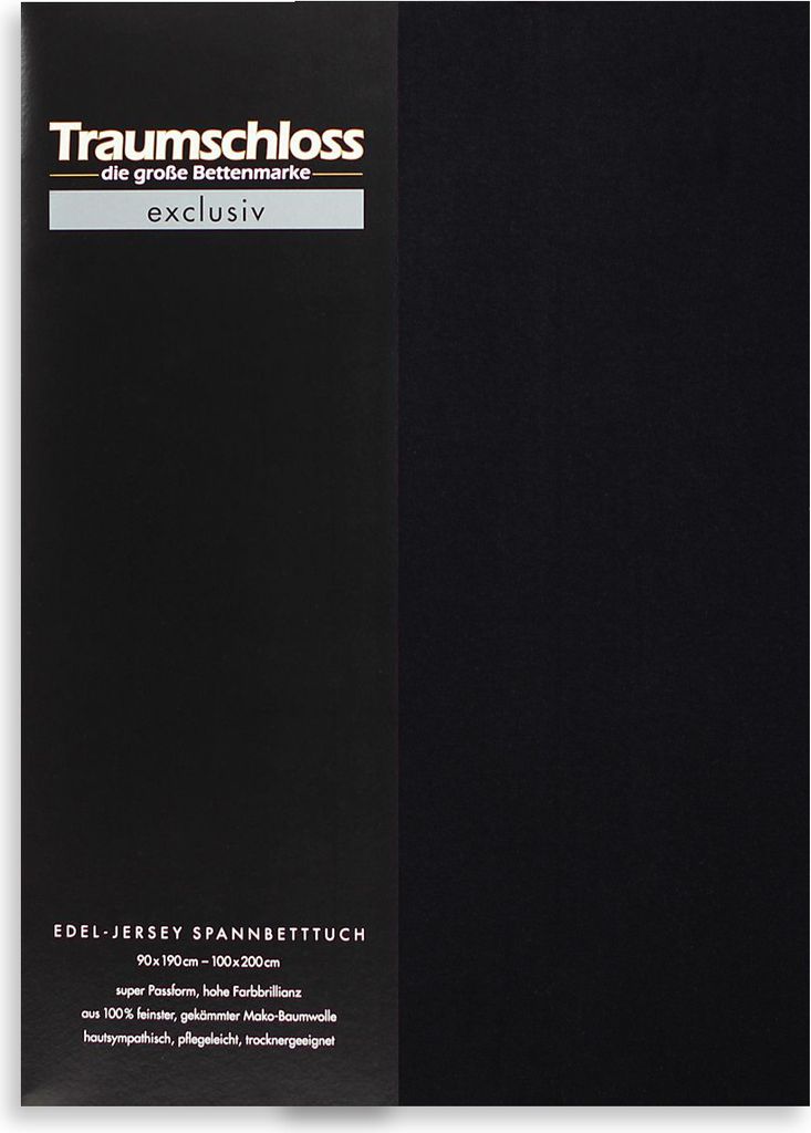 Traumschloss Exclusiv Edel-Jersey Spannbettlaken 180-200 x 200 cm schwarz 150g/m², 100% gekämmte Mako Baumwolle