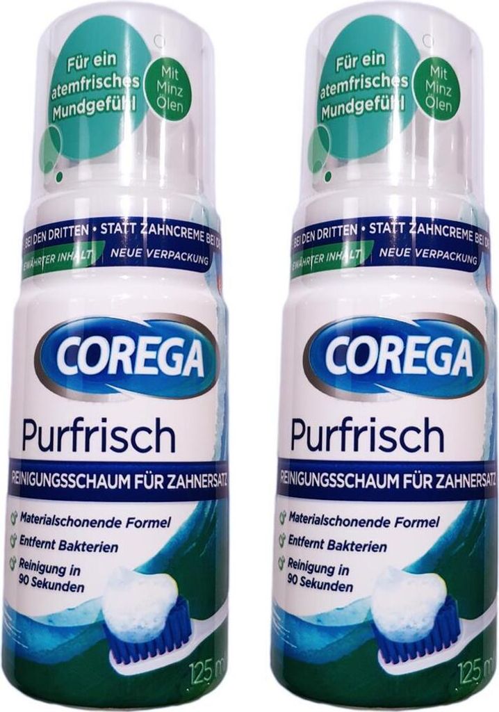 2x Corega Purfrisch Reinigungsschaum 2x 125 ml